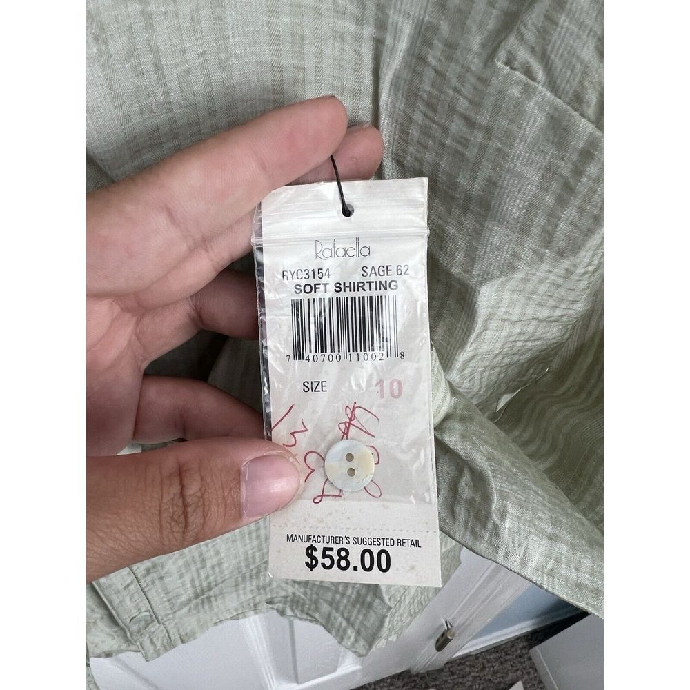 NWT Rafaella Womens 10 Green Lyocell 3/4 Sleeve Button Down Shirt‎ - Picture 5 of 5